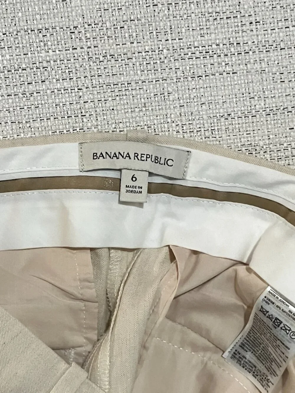 NWOT Banana Republic Lena Linen Blend Wide Leg Pants Cream Beige Sz 6